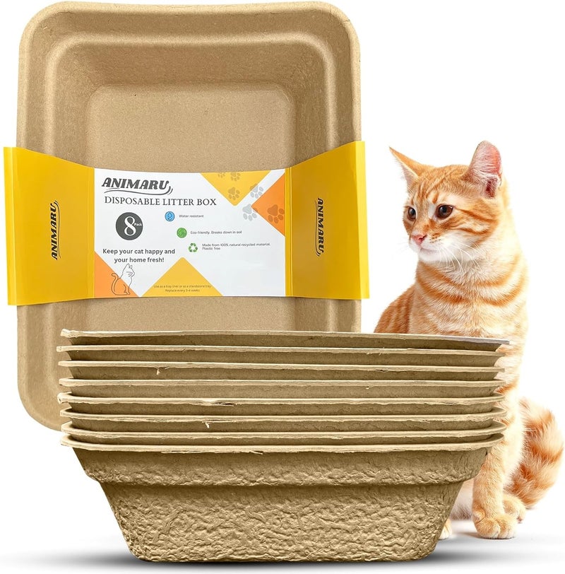 Animaru Disposable Litter Boxes (Brown, Large 8-Pack) - Image 1